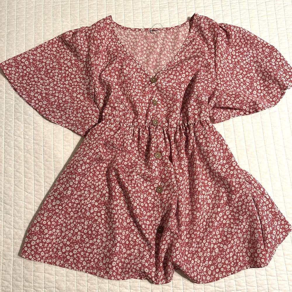 Floral Button-Down Women's Maternity Top - Pink